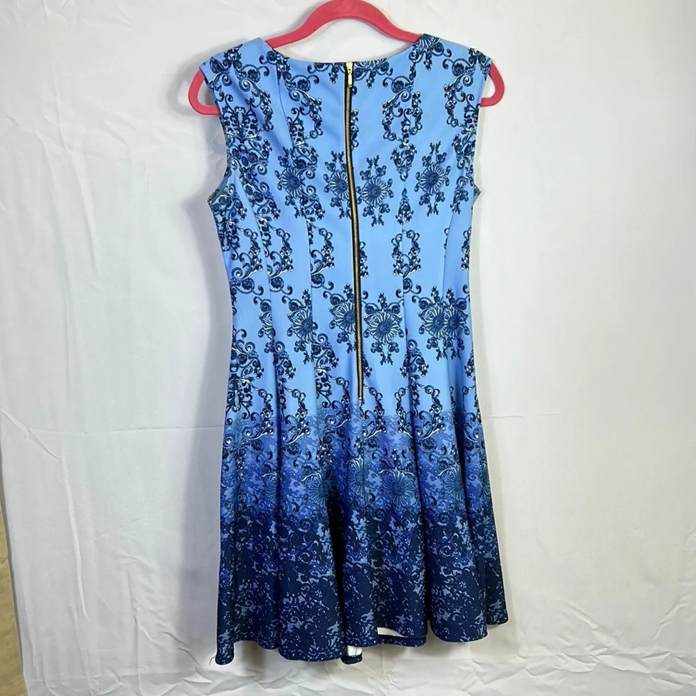 Established 1962 Sleeveless Blue Midi Dress Size 4 Zip Back Like New - Picture 4 of 5